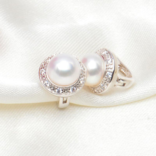 Freshwater Pearl Elegant Earrings Silver Pin Created Designer