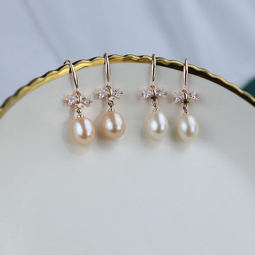 freshwater pearl earrings | shepherd hook earrings | real pearl earrings | oval pearl drop earrings | 