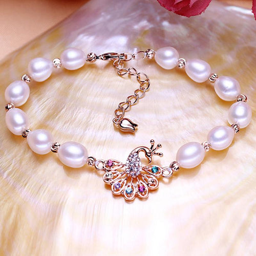 8-9mm Freshwater Cultured Peacock Pearl Bracelet in 14K Gold Over Sterling Silver Clasp