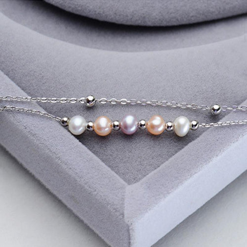 7-8mm Cultured Pearl Double Strand Bracelet in Sterling Silver