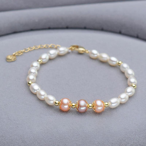 7-8mm Freshwater Cultured Pearl Bracelet in 14K Gold Over Sterling Silver Clasp
