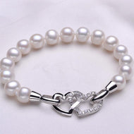 Handmade 8-9mm Freshwater Cultured Pearl Bracelet in Sterling Silver Clasp