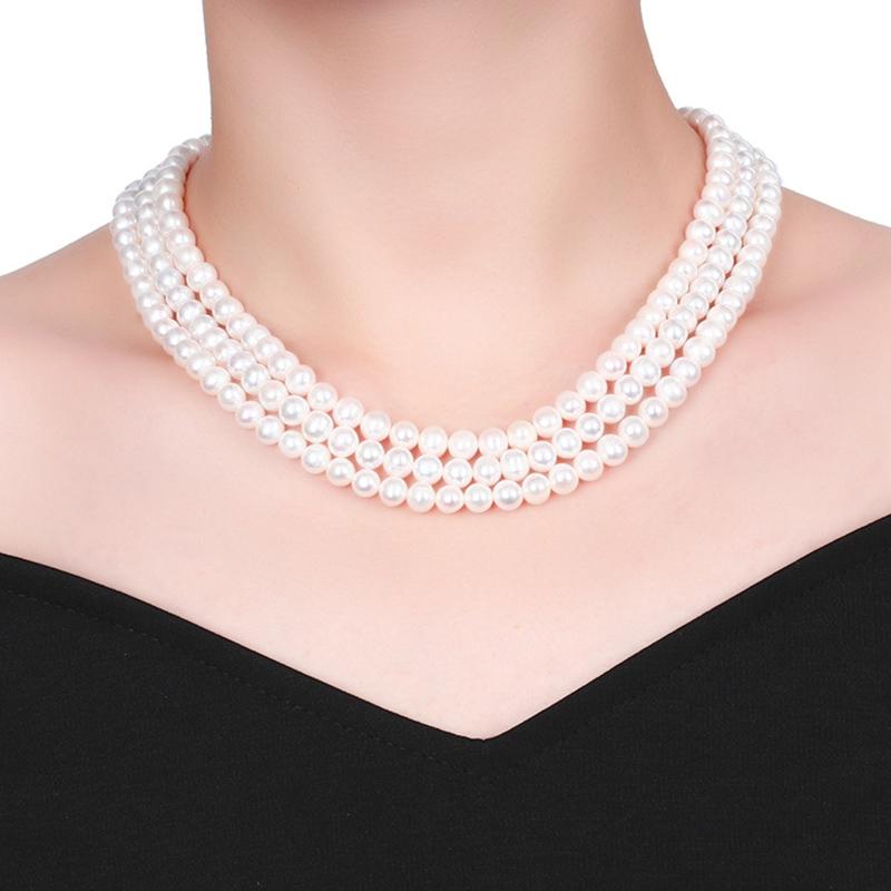 Multi Strand Pearl Choker Necklace