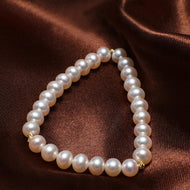 8-9mm Freshwater Cultured Pearl Bracelet with 14K Gold Plated Bead Bracelet