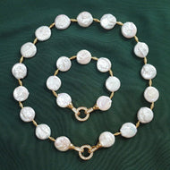 Real Baroque Pearl Bracelet And Necklace | 14K Gold AAA Pearl Dainty Bracelet Wedding Jewelry