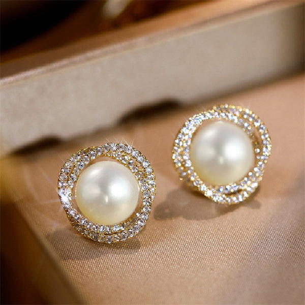 AAA Pearl Diamond Earrings Moonstone Earrings Real Pearl Earrings Huge Tomato
